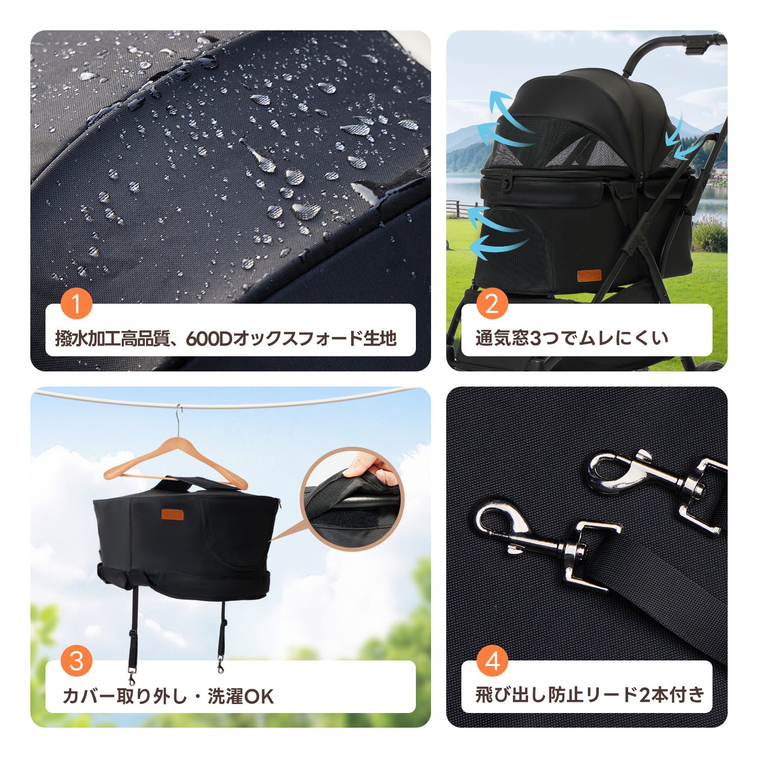 ワンタッチ折りたたみ式軽量一体型ペットカート - PETTENA NEWTON