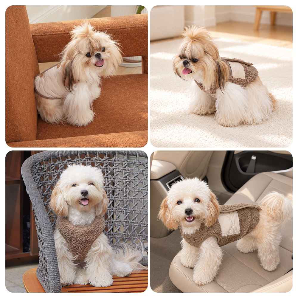 PETTENA 犬用リバーシブルベスト|マジックテープで簡単着脱・撥水&ボア仕様
