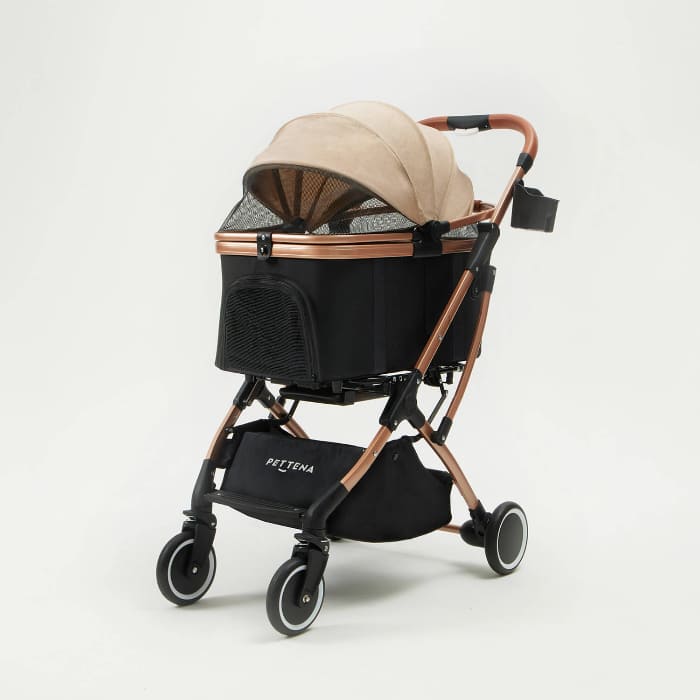 【PETTENA軽量一体型】NEWTON自動折り畳みペットカート、耐荷重20KG。多頭・中型犬猫用で自立可能、安定性高。多機能設計に加え、通気性抜群で愛犬愛猫快適。コンパクト収納、外出や旅行に便利なペットカート。