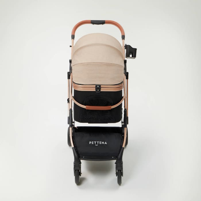 PETTENA KNIGHTペットカート、大容量収納で必需品すっきり!ドリンクホルダーなど豊富収納ポイント。ワンタッチ折り畳みで楽々持ち運び。耐荷重20KG、多頭・中型犬猫用、自立可能。ショッピングや旅行で愛犬愛猫と快適お出かけ!