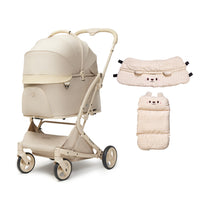 PETTENA ワンタッチ折りたたみ式分離型MILOUペットカート クリームベージュ色+かわいさ 冷感生地 カーキ