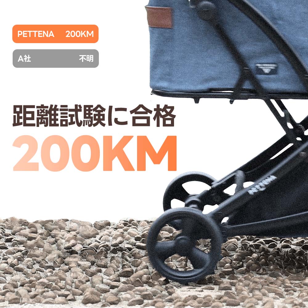 距離試験200KM合格!頑強な耐久性で長距離移動も安心。「途中で壊れたら困る」という不安を解消。旅行や遠出時に、ペットと共に信頼性の高い移動をサポートします。🐾🚗