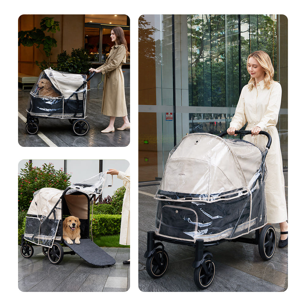 【TITAN専用】大型犬用レインカバー|高透明・簡単装着・通気性・快適お出かけガード