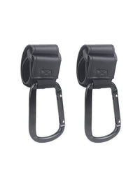 カートの左右に装着してバランスを保つためのフック(ブラック)2個入りセット。強力なマジックテープと頑丈なカラビナが、買い物袋などの荷物を2箇所でしっかり支える。