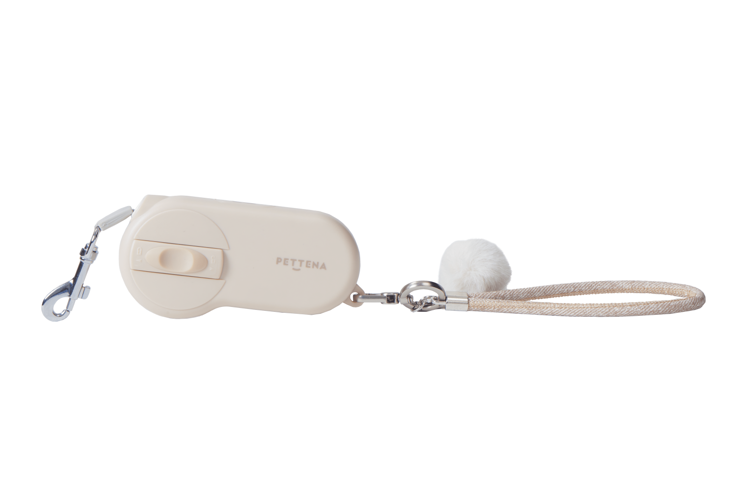 手のひらに収まるコンパクトなAirHold伸縮リード。操作しやすいスライド式のロックボタンと、手首に通して持ち運べる便利なリストストラップ付き。散歩中の急な飛び出しを防ぐ確実なストップ機能と、手が自由になる軽量設計で、小型犬との外出をスマートにサポートします。