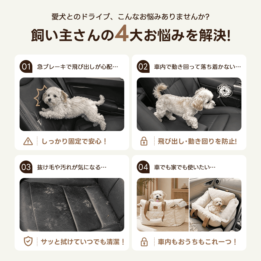 ISOFIX対応で安全・安心の犬用ドライブベッド - PETTENA NIDO