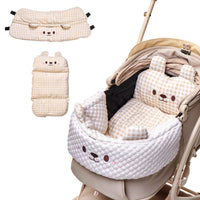 リバーシブルペットカート用クッションセット、ベージュ色で優雅な雰囲気!耐污性に優れ汚れ不鮮明、落ち着きカラーで愛犬も安心。カートに合わせやすく、日常のお出かけにぴったりのスタイリッシュアイテム!