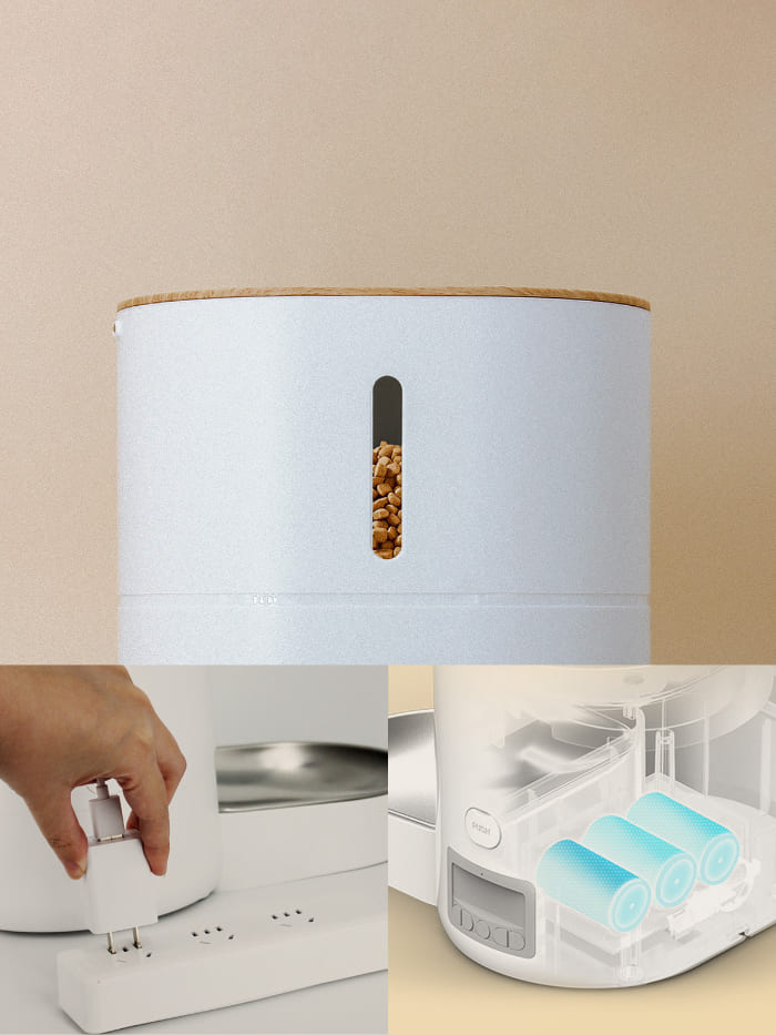 犬・猫用自動給餌器の2way給電-電池式、充電式