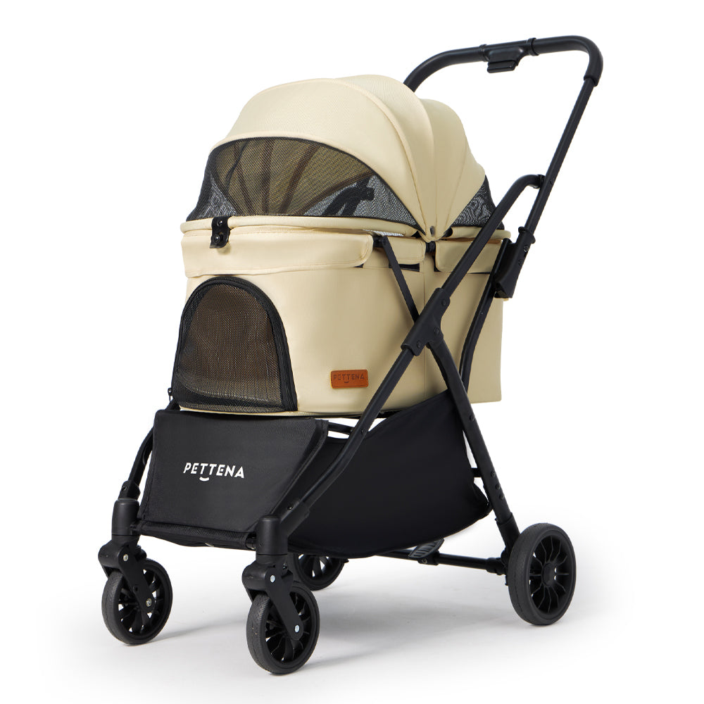 【PETTENA軽量一体型】NEWTONペットカート!自動折り畳み機能で一瞬で収納可能、耐荷重20KG&自立設計で使いやすさ抜群!特設大容量収納スペース付きで、ペットのおやつ、飲み物、おもちゃなど、外出時の必需品をすべて一緒に持ち運べます。多頭飼いや中型犬猫の飼い主に最適な、便利で快適な多機能ペットカート!