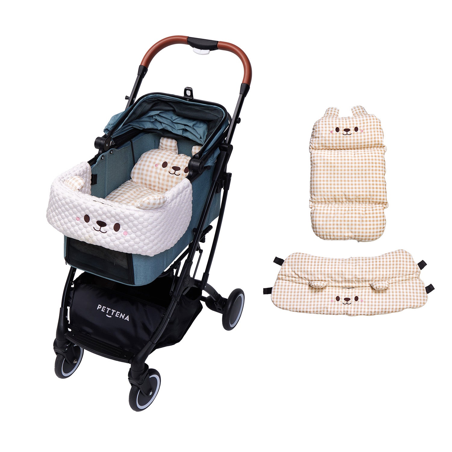 PETTENA KNIGHTペットカートに冷感生地カーキクッション登場!涼しく快適な空間で愛犬愛猫リラックス。可愛いデザインでショッピング・散歩に最適。ワンタッチ折り畳みで簡単収納、耐荷重20KG!