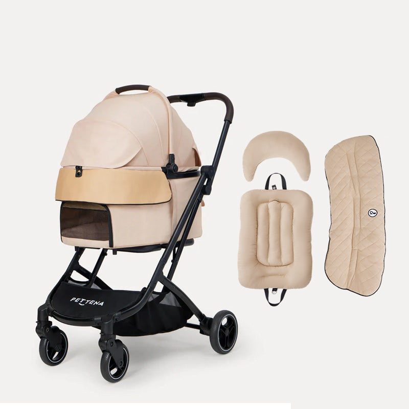 PETTENA ORION 折りたたみ式分離型あごのせクッション付きペットカートとダイヤ柄クッションセット