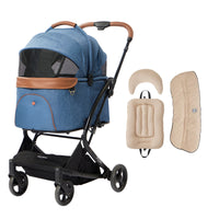 PETTENA ワンタッチ折りたたみ式分離型MILOUペットカート ネービー色 + ダイヤ柄セット