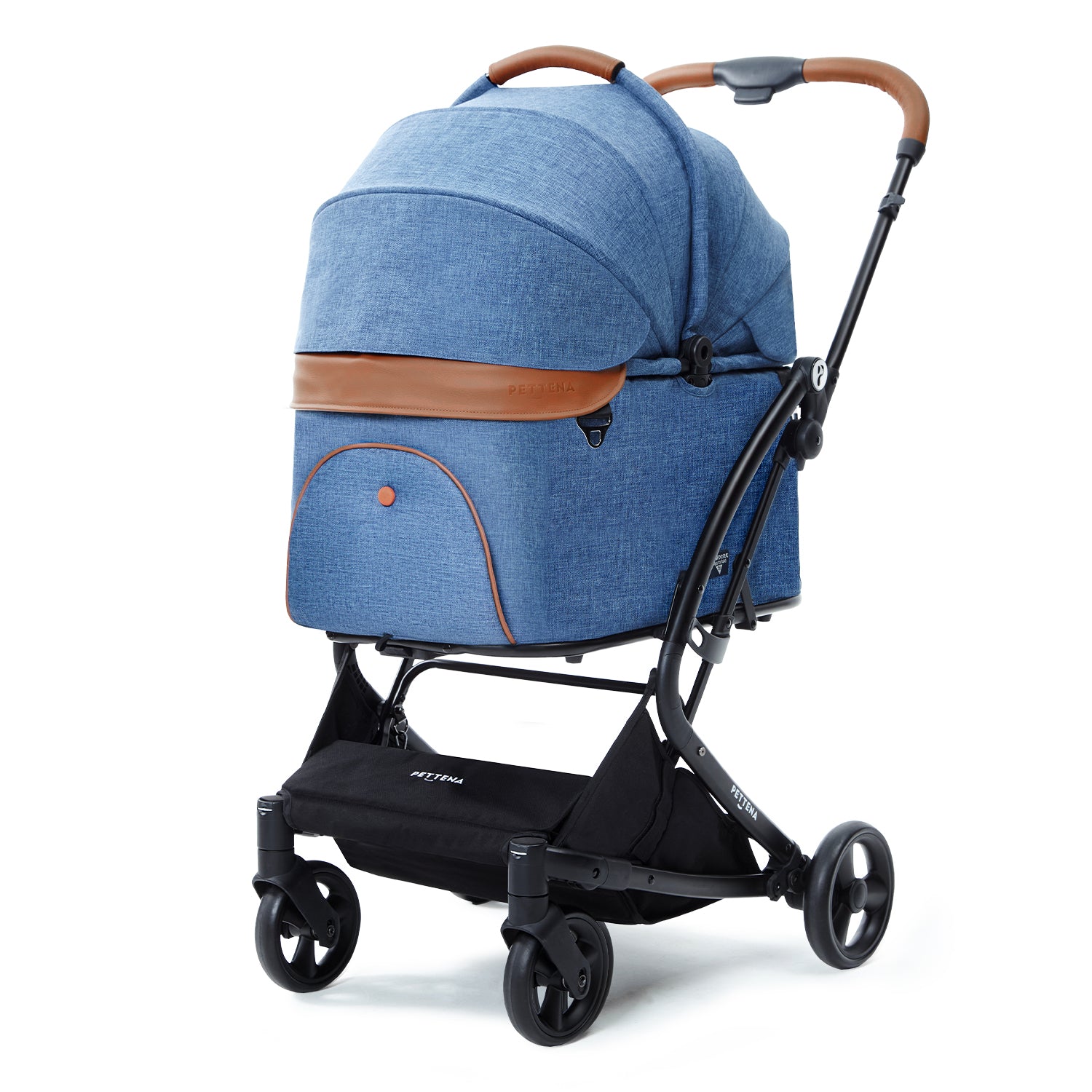 PETTENA ワンタッチ折りたたみ式分離型ペットカートMILOUネービー色の正面写真