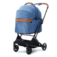 PETTENA ワンタッチ折りたたみ式分離型ペットカートMILOUネービー色の正面写真