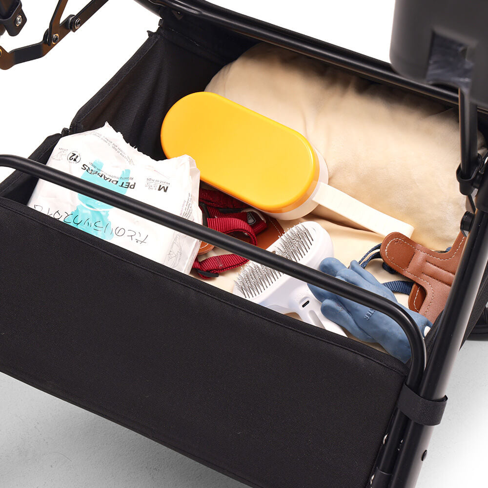 PETTENA 中型犬や多頭飼い用折りたたみ式分離型軽量ペットカート TERRAの収納カゴ