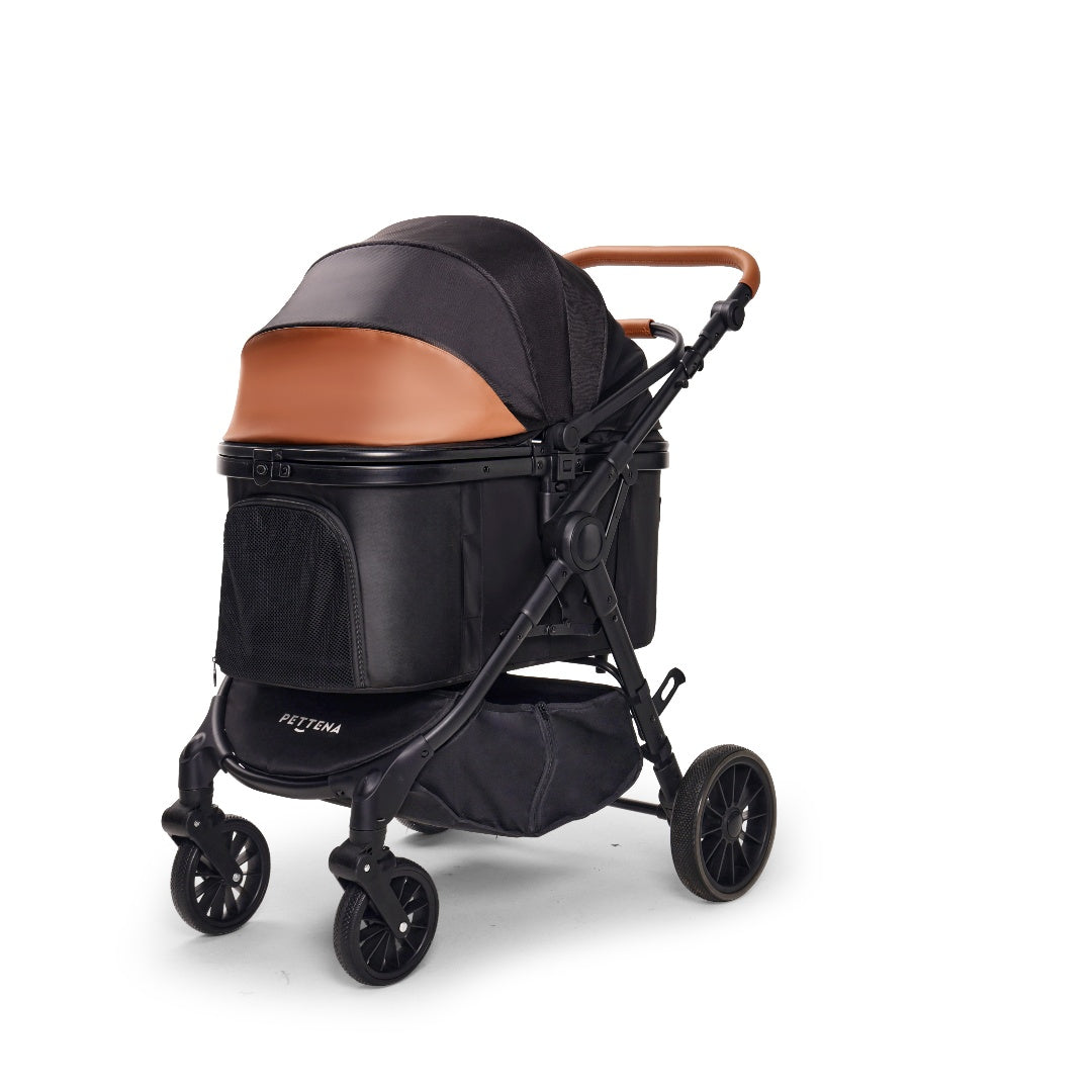 PETTENA 中型犬や多頭飼い用折りたたみ式分離型軽量ペットカート TERRAブラックの正面写真