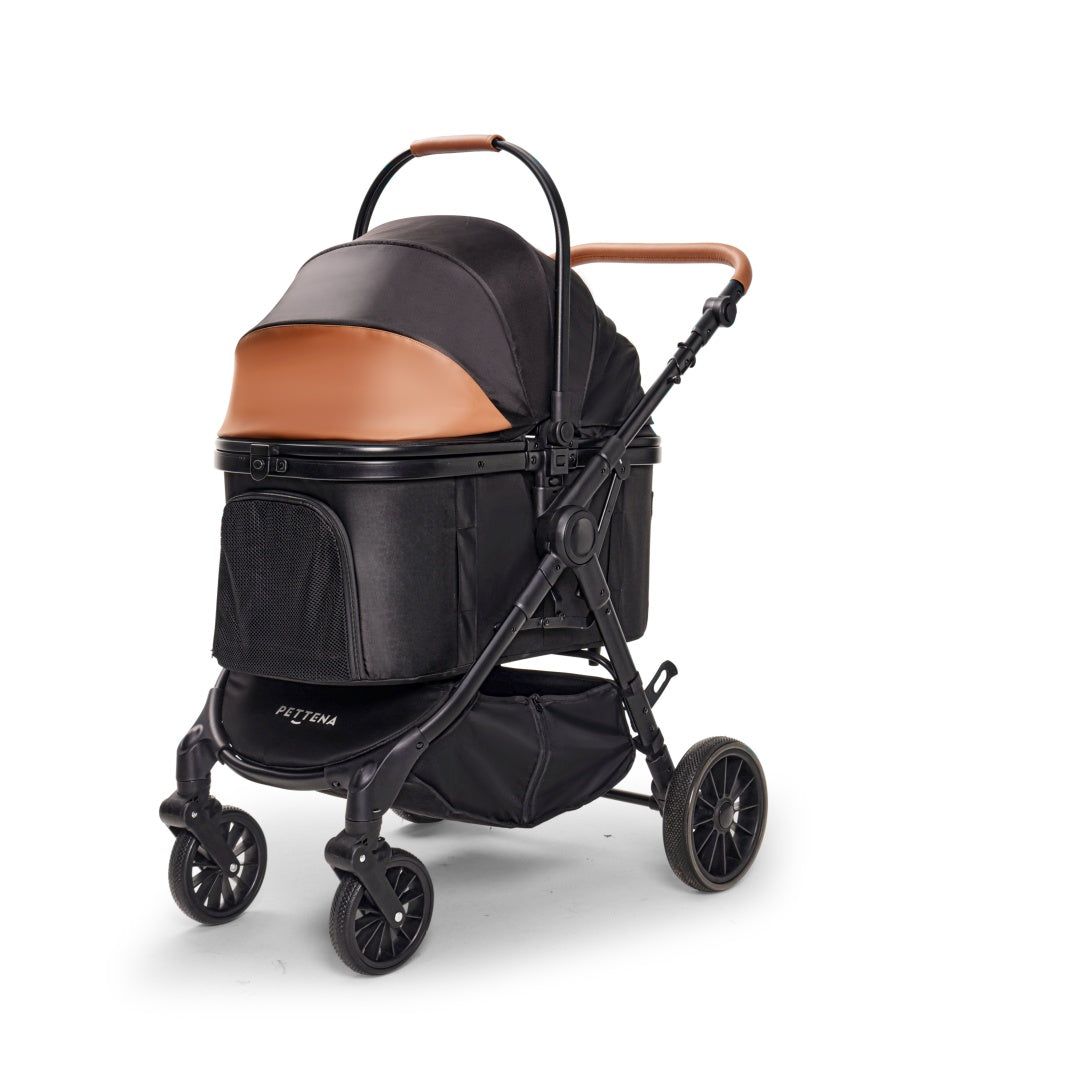 PETTENA 中型犬や多頭飼い用折りたたみ式分離型軽量ペットカート TERRAブラックの正面写真