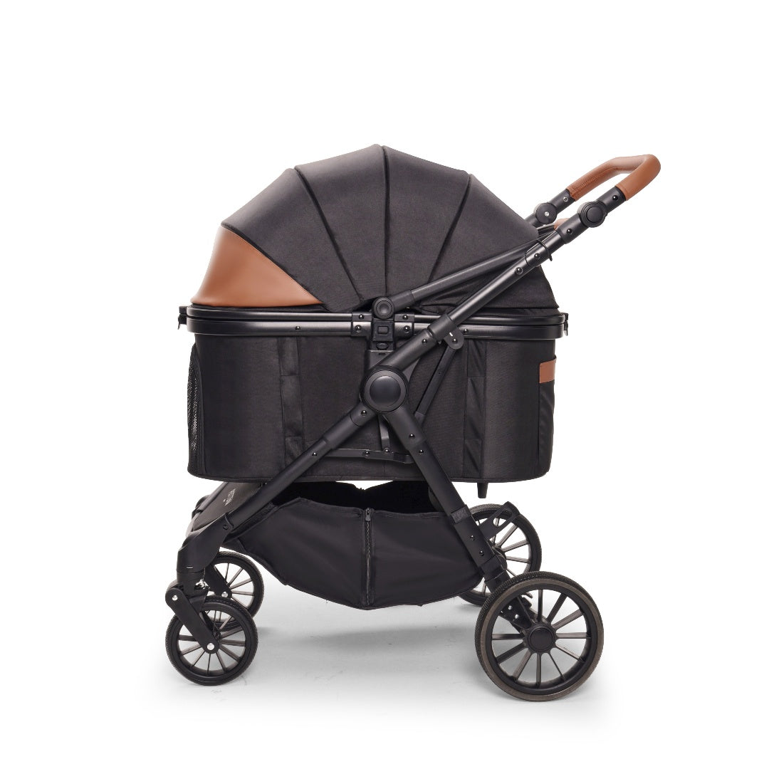 PETTENA 中型犬や多頭飼い用折りたたみ式分離型軽量ペットカート TERRAブラックの側面写真