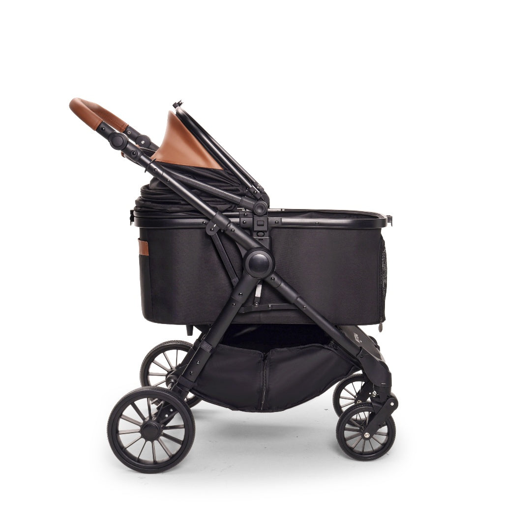 PETTENA 中型犬や多頭飼い用折りたたみ式分離型軽量ペットカート TERRAブラックの幌が開けた写真