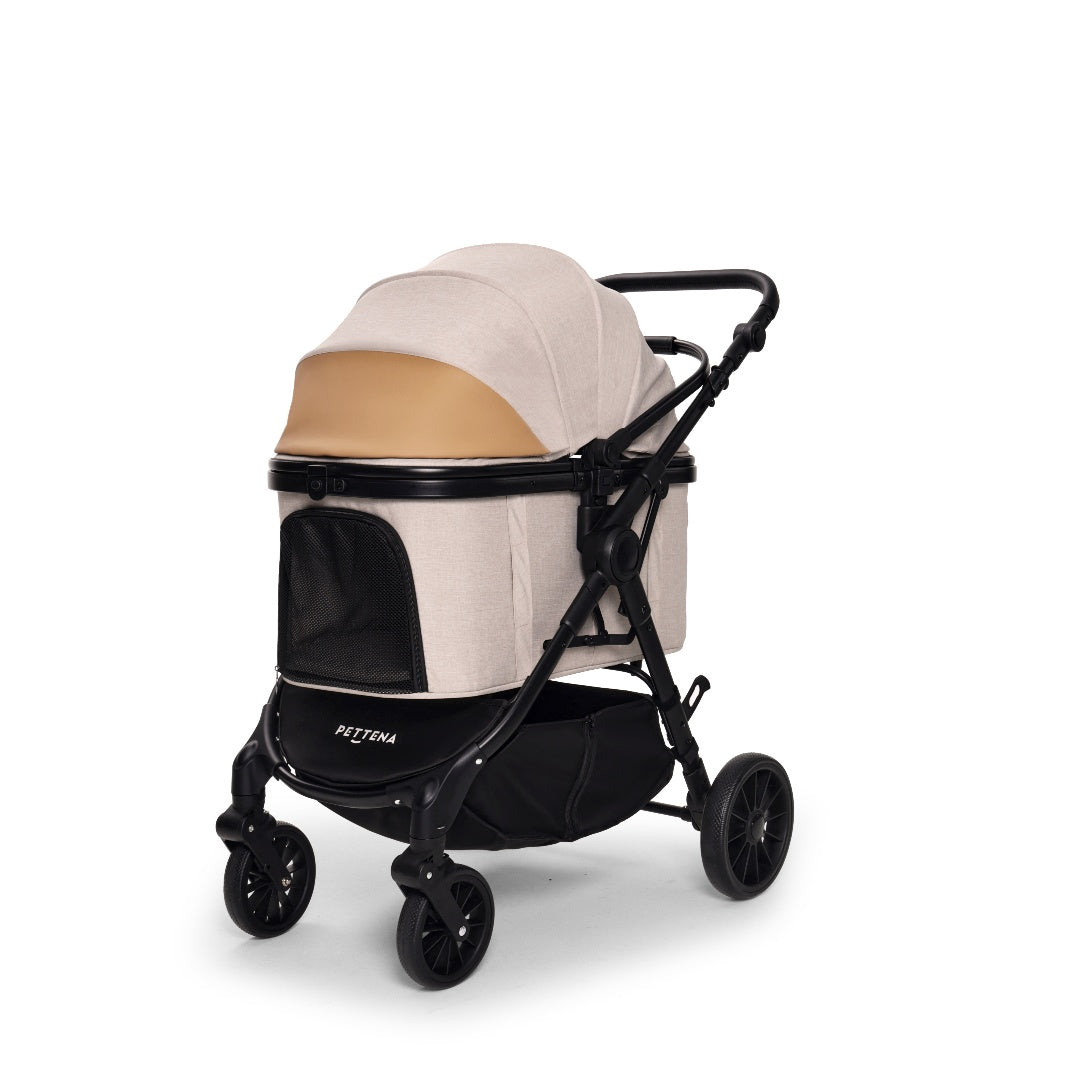 PETTENA 中型犬や多頭飼い用折りたたみ式分離型軽量ペットカート TERRAベージュの正面写真