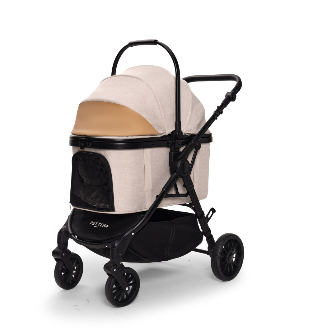 PETTENA 中型犬や多頭飼い用折りたたみ式分離型軽量ペットカート TERRAベージュの正面写真