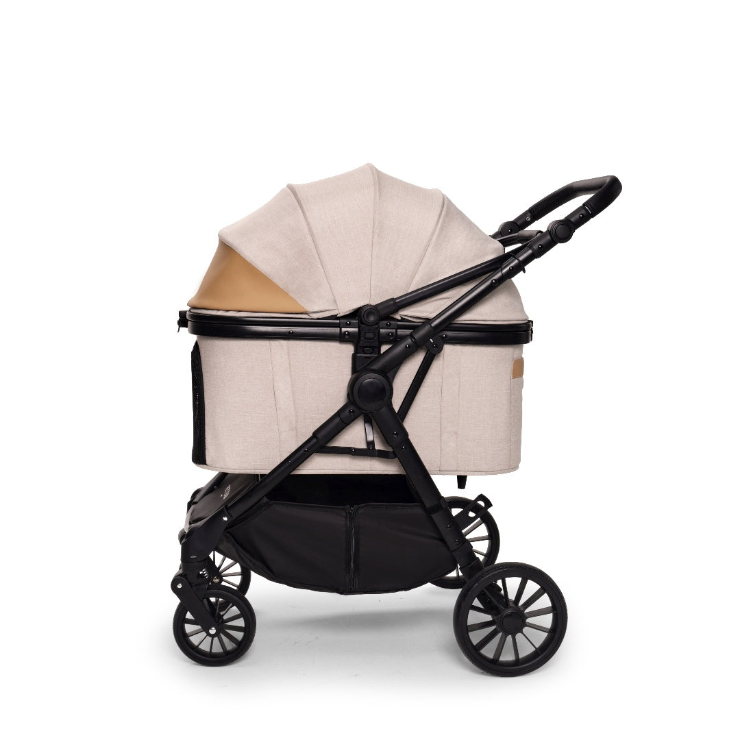 PETTENA 中型犬や多頭飼い用折りたたみ式分離型軽量ペットカート TERRAベージュの側面写真