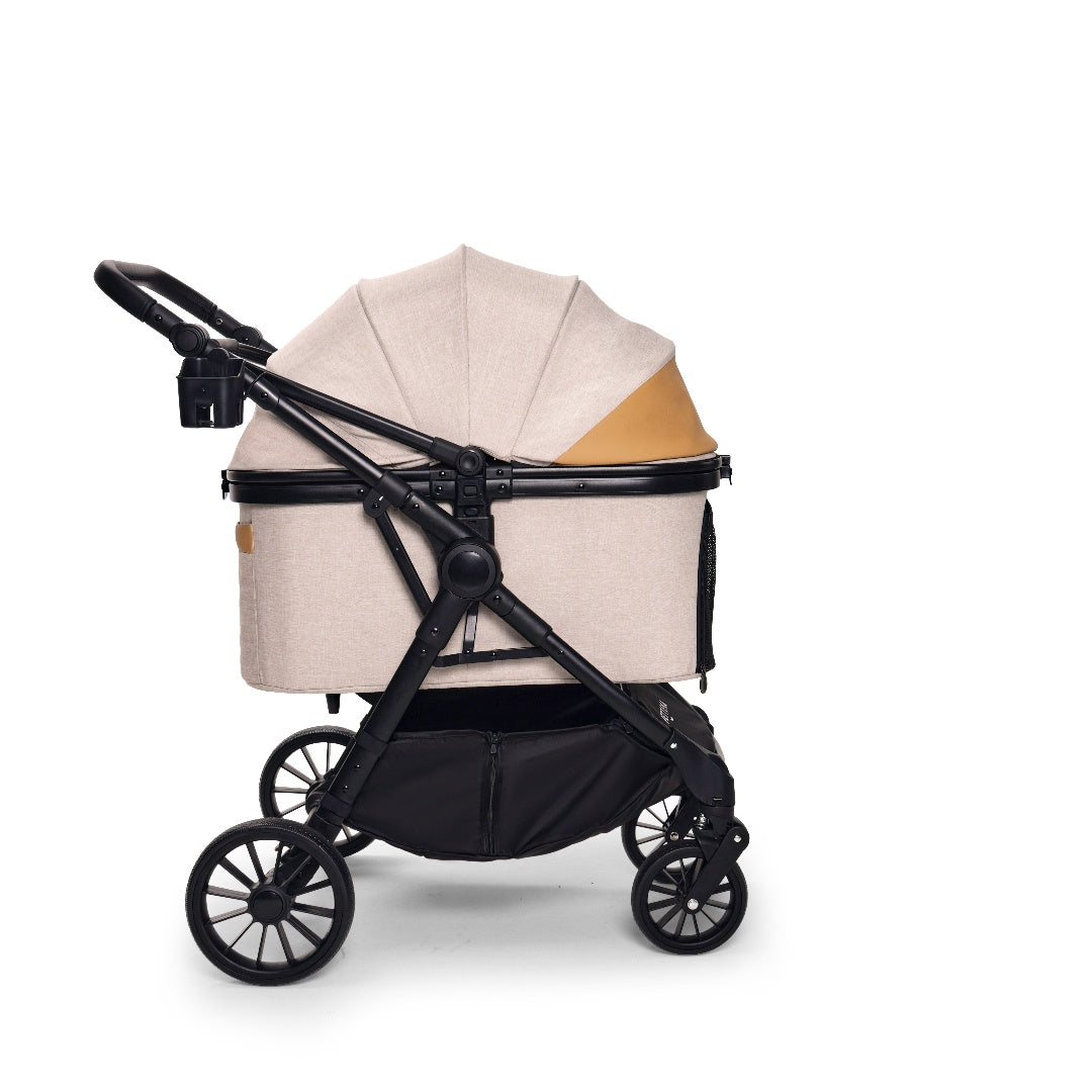 PETTENA 中型犬や多頭飼い用折りたたみ式分離型軽量ペットカート TERRAベージュの側面写真