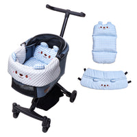 PETTENA小型犬用軽量コンパクトバギーPETITEブルー色と接触冷感クッションセットブルー色