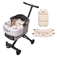 PETTENA小型犬用軽量コンパクトペットカートPETITEカーキ色と接触冷感クッションセットベージュ色