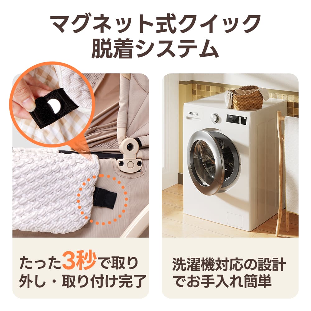 マグネット式クイック脱着で3秒で取付け・取外し可能。洗濯機対応でお手入れラクラク、忙しい飼い主さんにもうれしい便利設計!