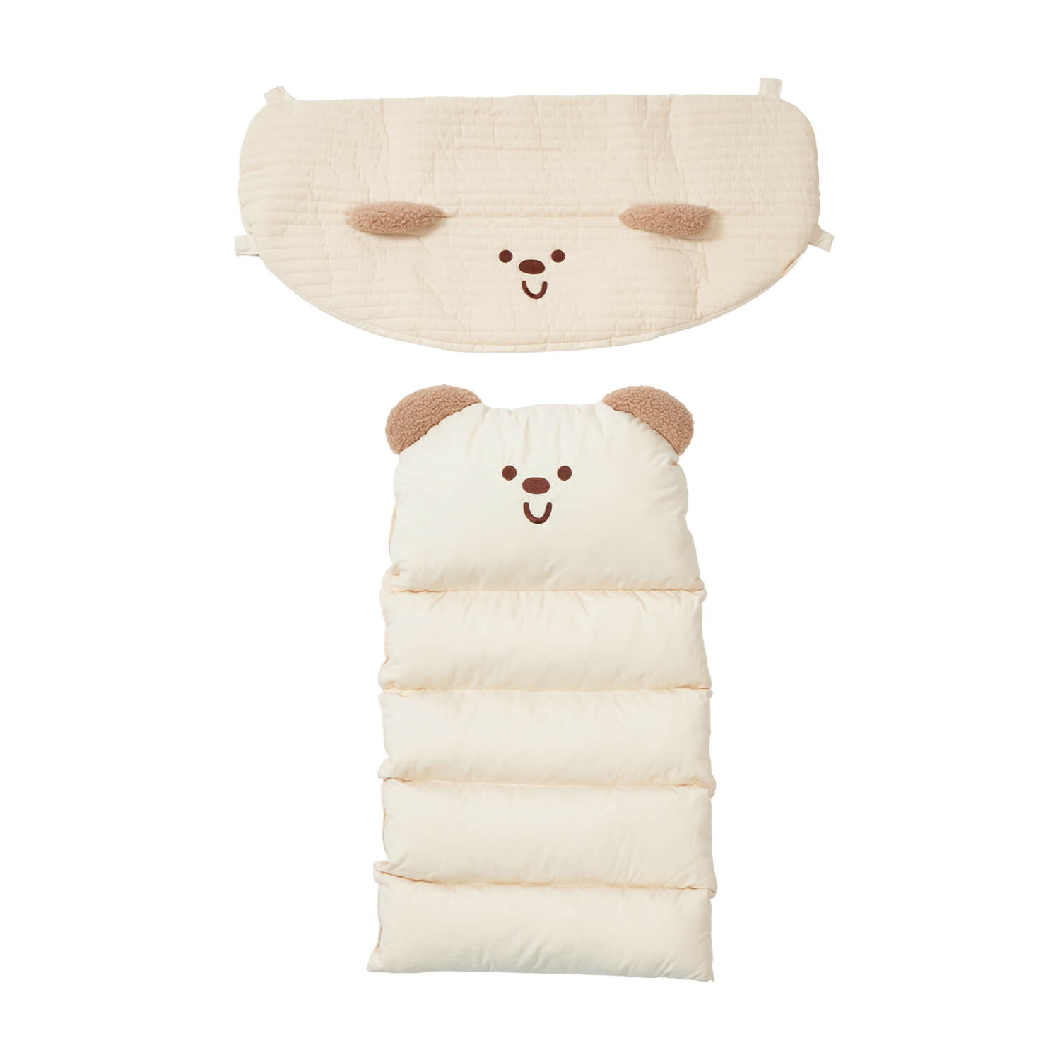 ペットカート用クッションセット-ベージュベア(2点セット)犬体工学設計&衝撃吸収対応、愛犬の快適移動を優しくサポートする高品質セット!