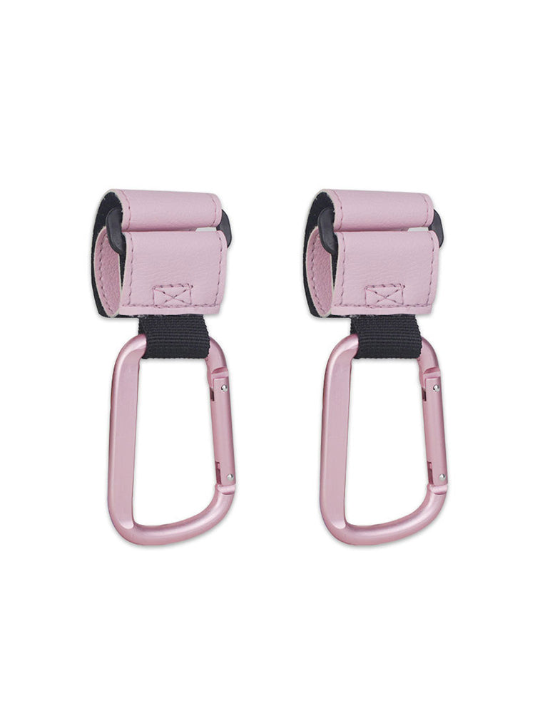 カートの左右に装着してバランスを保つためのフック(ベビーピンク)2個入りセット。強力なマジックテープと頑丈なカラビナが、買い物袋などの荷物を2箇所でしっかり支える。