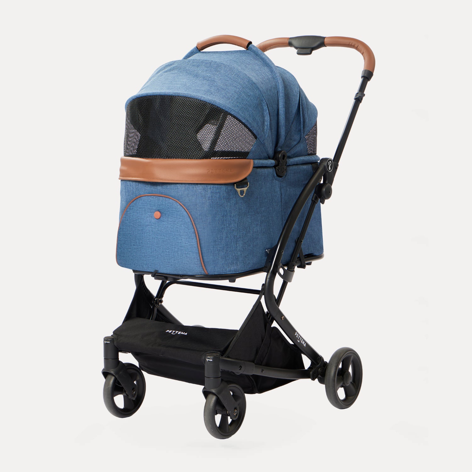 PETTENA ワンタッチ折りたたみ式分離型MILOUペットカート単品 ネービー色 側面写真