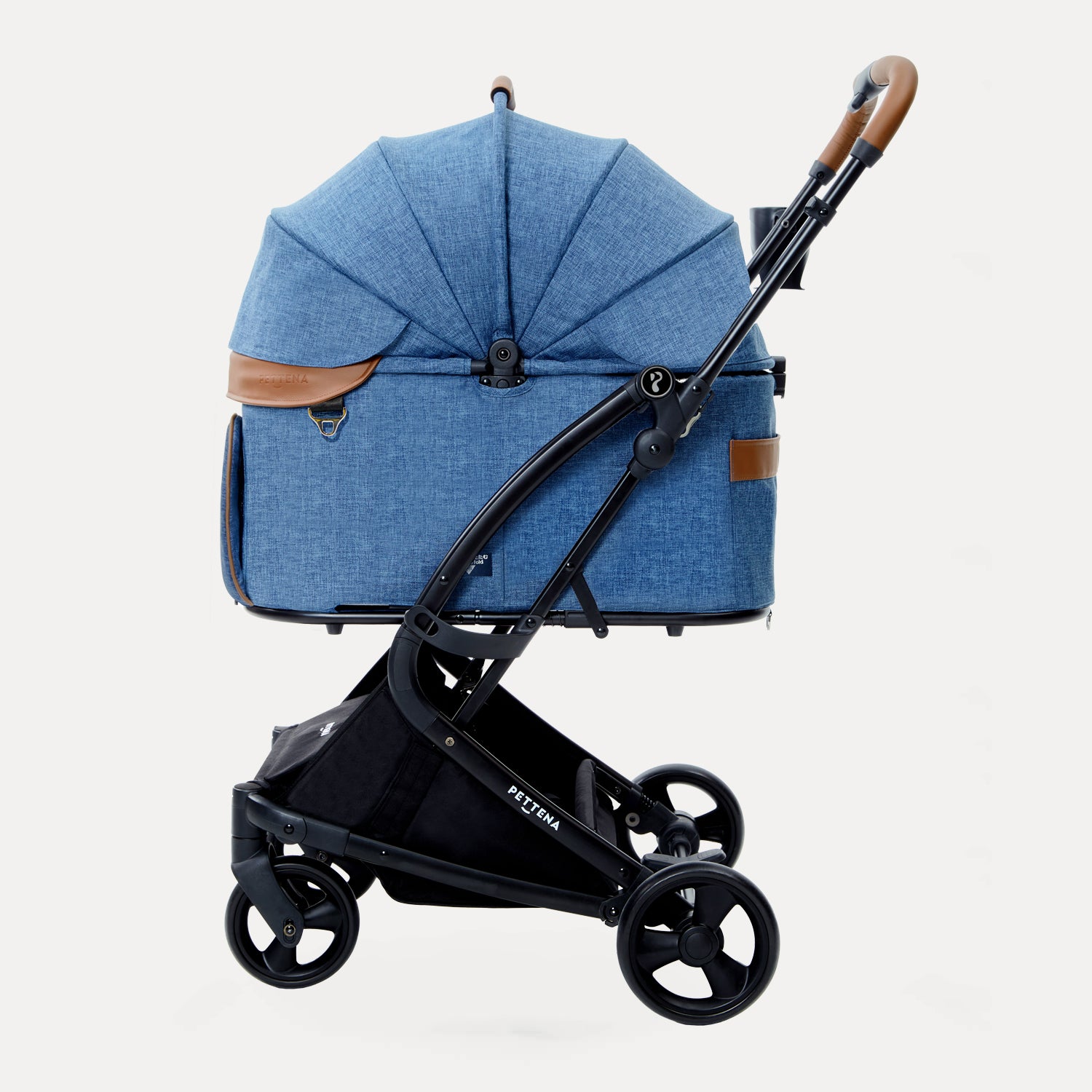 PETTENA ワンタッチ折りたたみ式分離型MILOUペットカート単品 ネービー色 側面写真