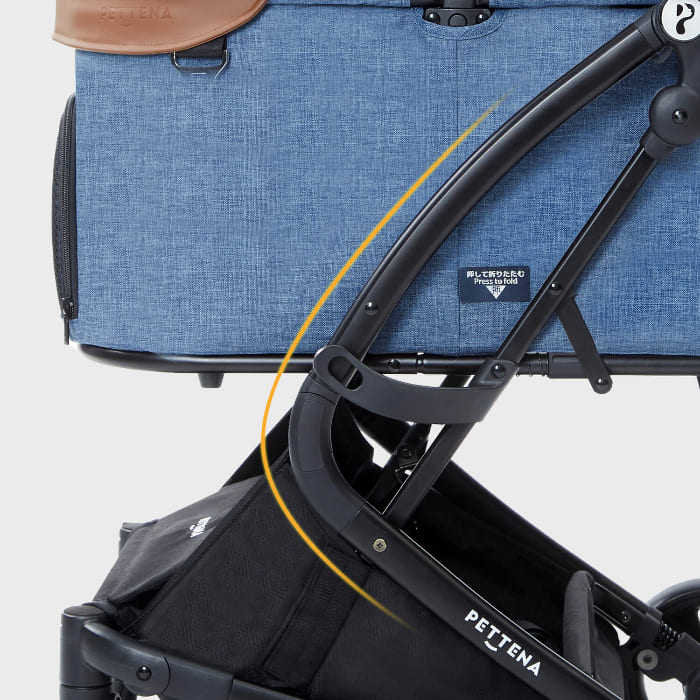 PETTENA ワンタッチ折りたたみ式分離型ペットカートMILOUのフレーム設計