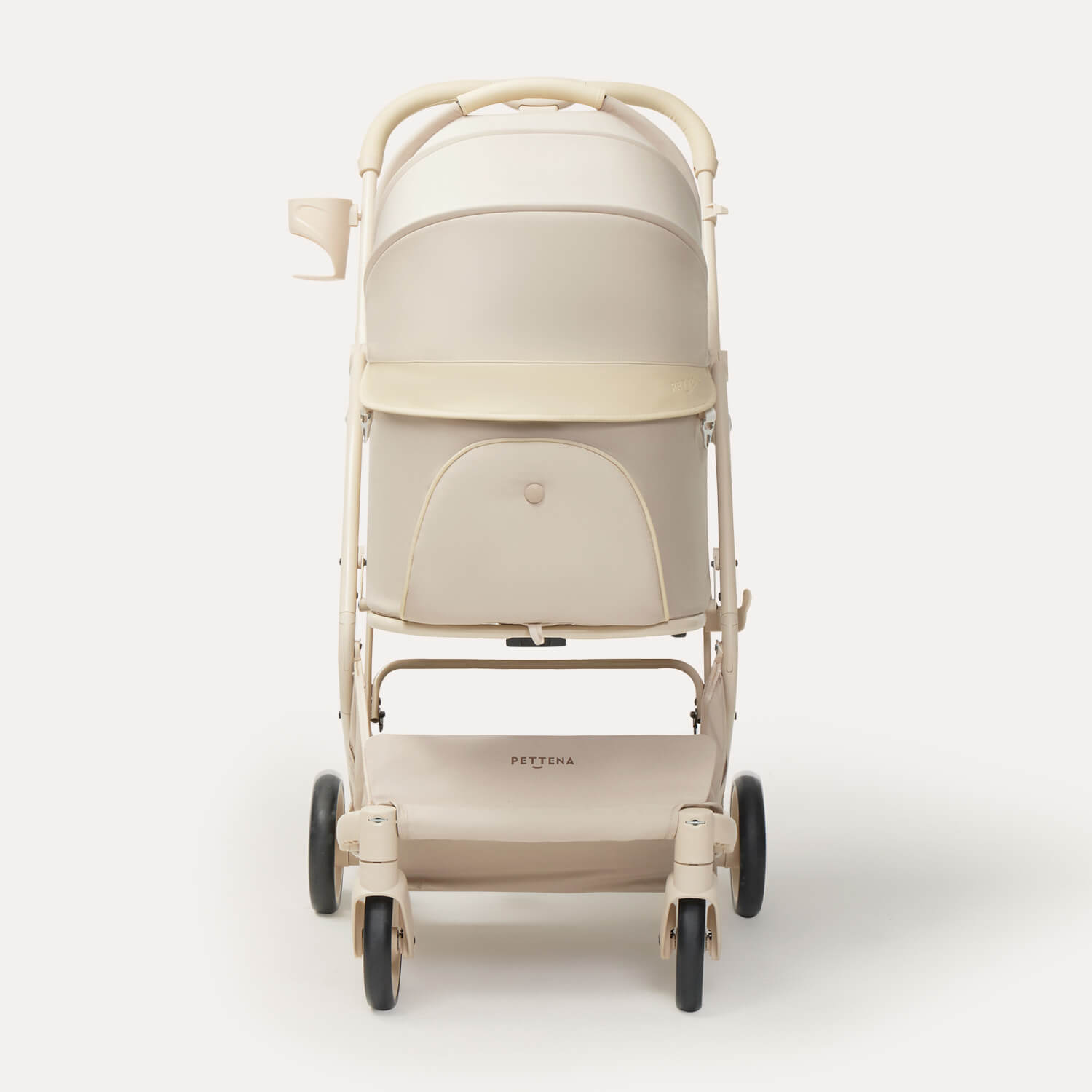 PETTENA ワンタッチ折りたたみ式分離型MILOUペットカート単品 クリームベージュ色 正面写真