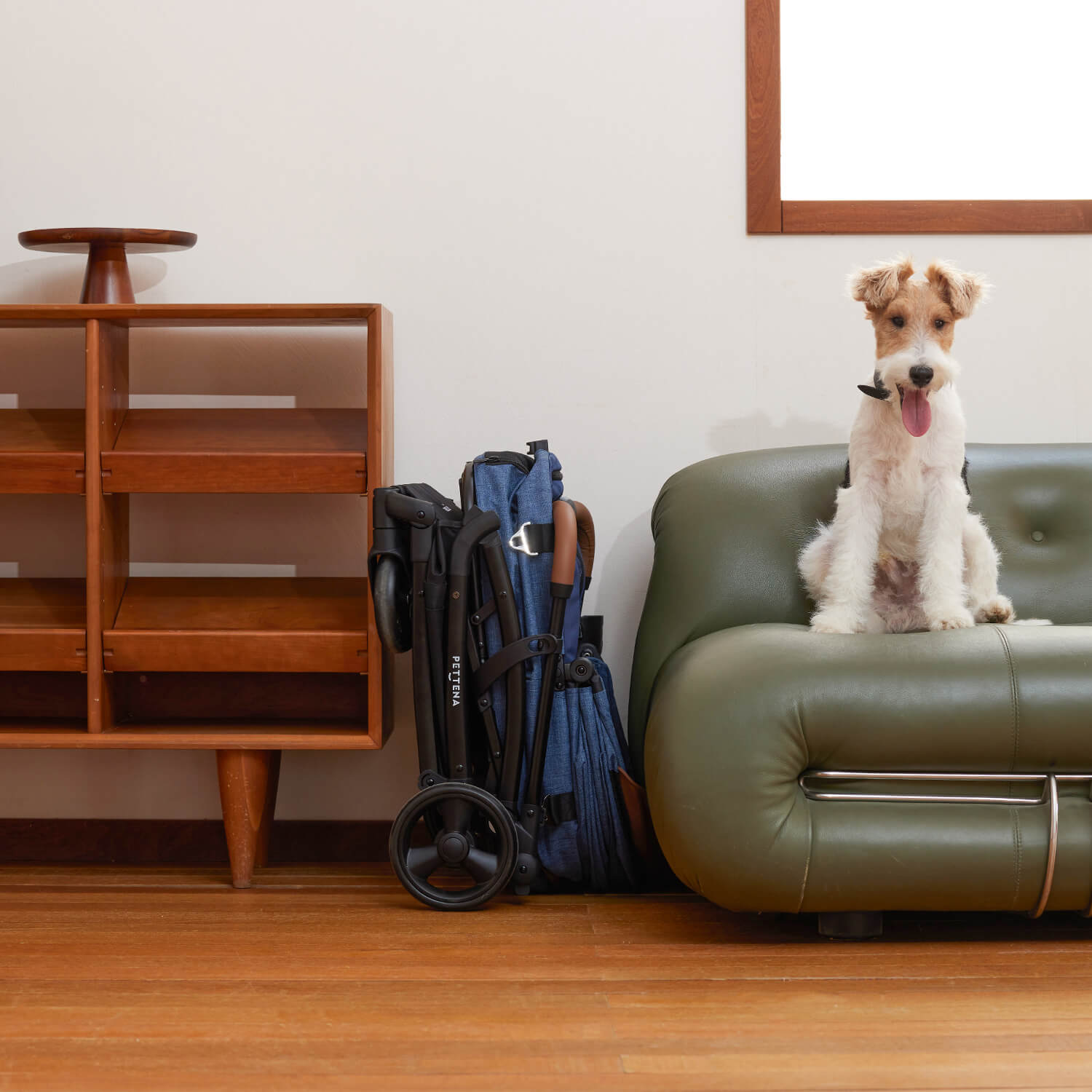 PETTENA 折りたたみ式犬カートMILOUがコンパクトに収納された写真