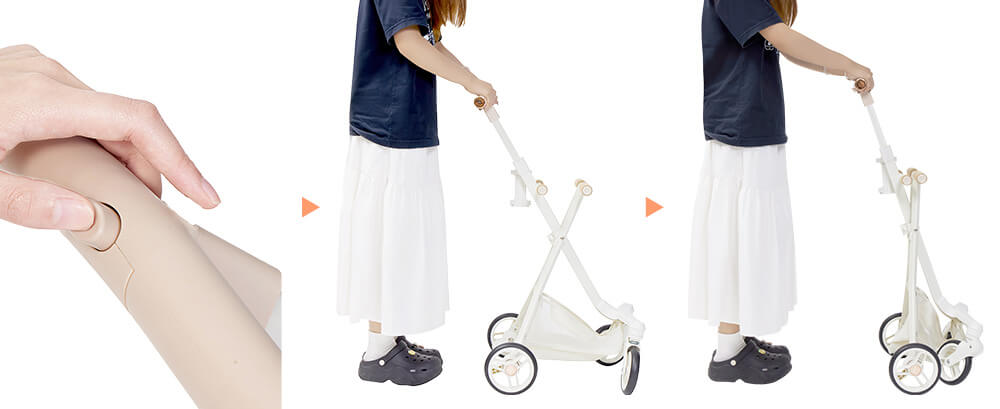 PETTENA 小型犬用折りたたみ式軽量ペットカートELFの折りたたみ図解