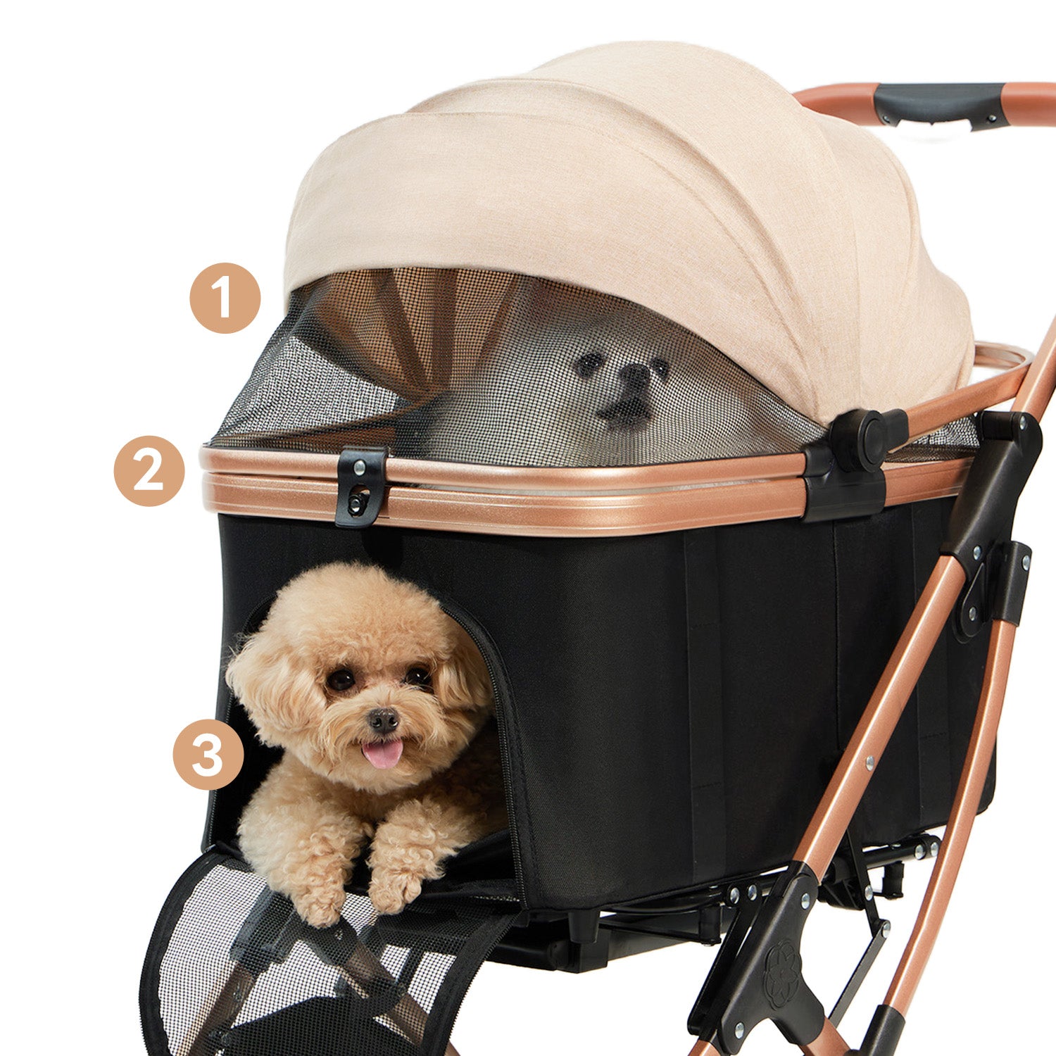 PETTENA 小型犬分離型ペットカートKNIGHTの通気メッシュの写真