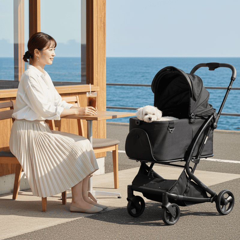 【SNS限定】PETTENA MILOU - ワンタッチで全部折りたためる分離型ペットカート