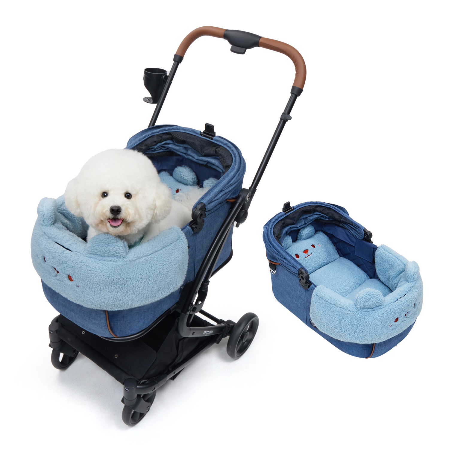 ペットカートMILOU ネービー + ♨️保温クマ2点セット