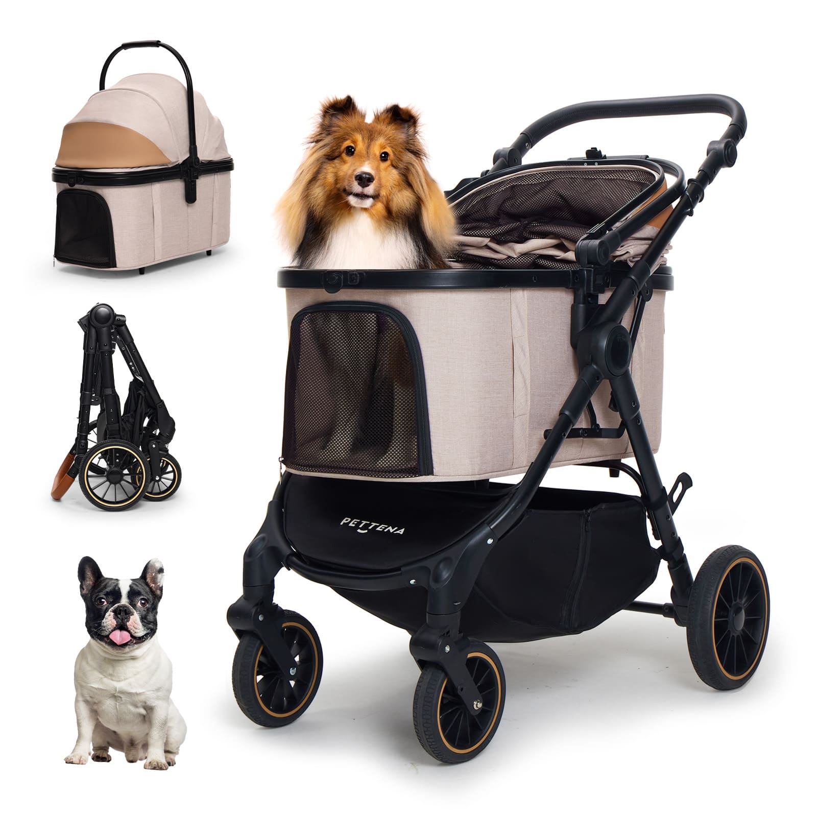 中型犬に設計された最軽量 折りたたみ式分離型ペットカート-TERRA