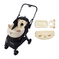 PETTENA newton ブラック ペットカート装着イメージ ベージュベア3点セット(マット・枕・あごのせ)軽量 汚れが目立ちにくい黒 シンプル