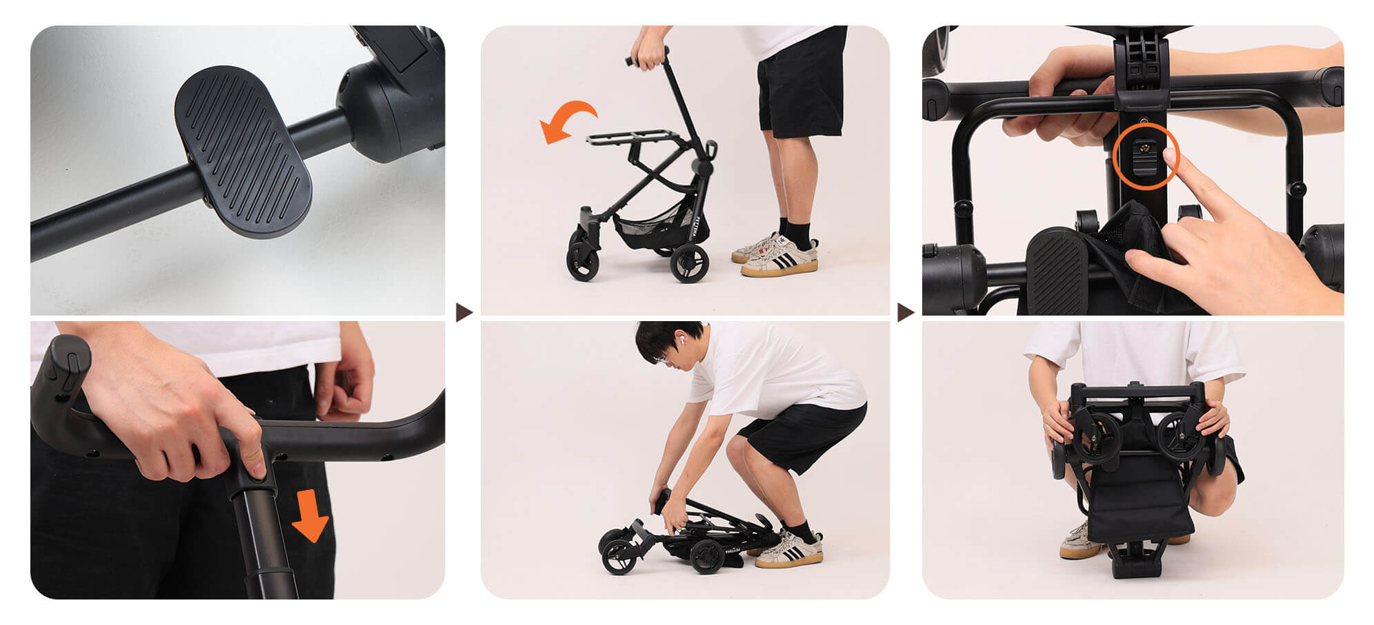 PETTENA小型犬用軽量コンパクトペットカートPETITE車体の折りたたみ手順図解