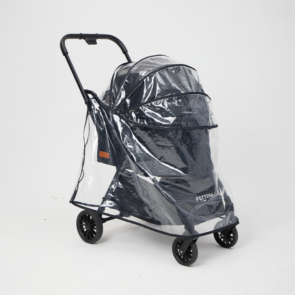 【PETTENA軽量一体型】NEWTONペットカート+レインカバーセット!自動折り畳みで簡単操作、耐荷重20KG&自立可能。雨天も安心の防水設計、多頭・中型犬猫と快適に外出できる多機能カート!