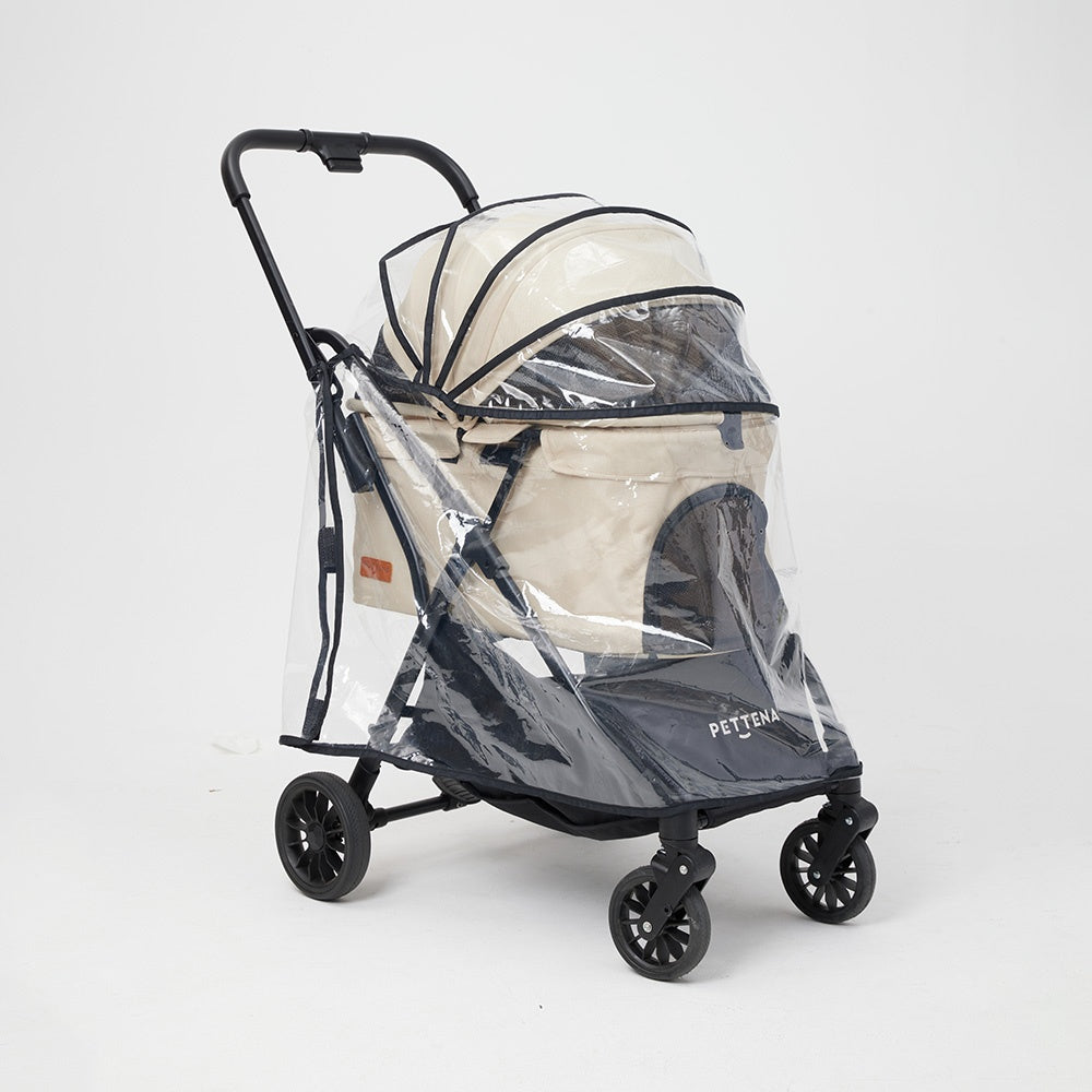 PETTENA NEWTONペットカートに専用撥水レインカバー付属!雨天でも愛宠安心守護。軽量自立式で持ち運び、収納簡単。車のトランクや玄関にコンパクト収納。散歩、旅行、通院など様々シーンで快適お出かけをサポートします。