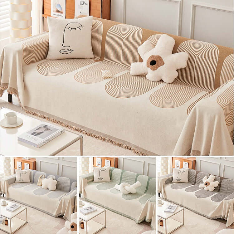 PETTENA Select アート風ラインシェニール織おしゃれソファカバー