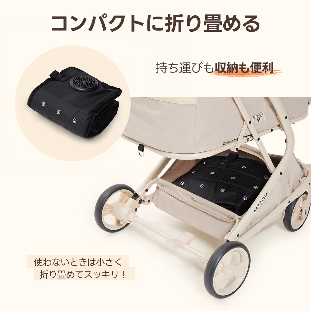 PETTENA ファンシート ペットカート エアコン カート ペットカートファンシート 冷感シート 扇風機