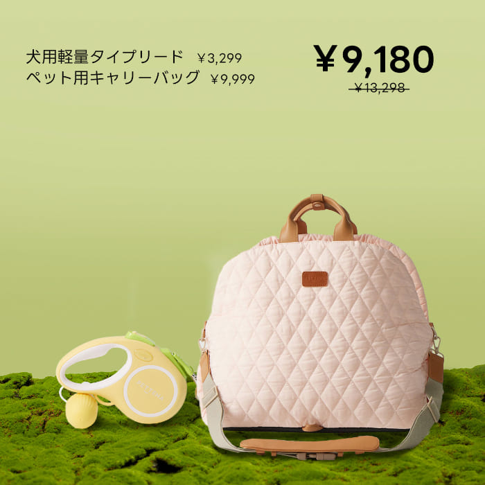 犬用軽量タイプリード(きいろ)+キャリーバッグ(ピンク)