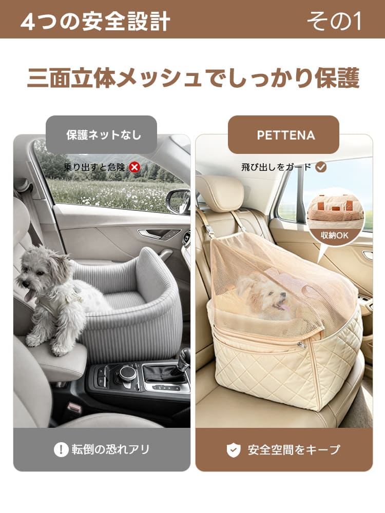 ISOFIX対応で安全・安心の犬用ドライブベッド - PETTENA NIDO